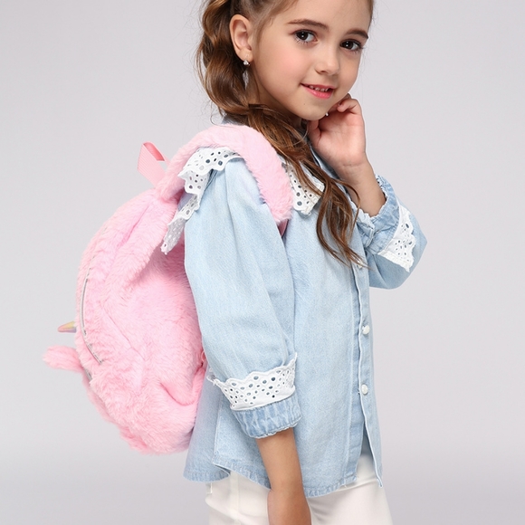 Cute Plush Unicorn Toddler Mini Travel Bag Princess Plush Backpack for Girls 1-6 - Picture 3 of 16